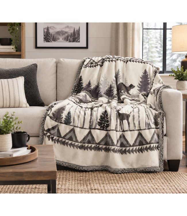 MONT BLANC VELOUR/SHERPA THROW AST 50x60"