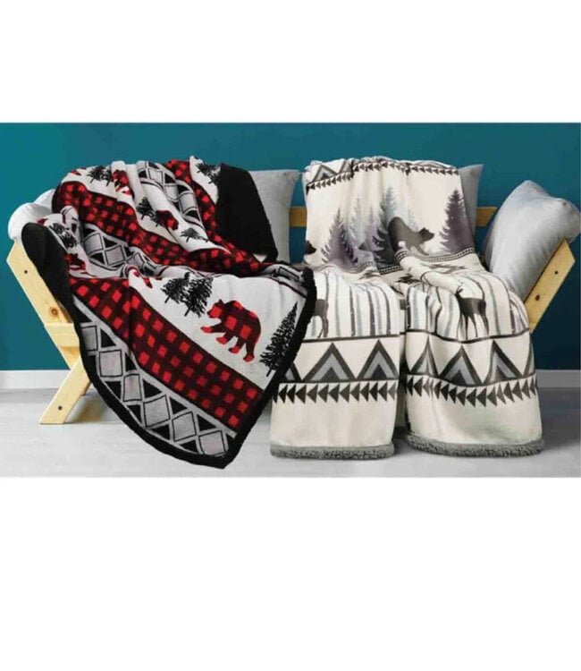 MONT BLANC VELOUR/SHERPA THROW AST 50x60"