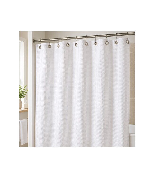 EMBOSSED MICROFIBER SHOWER CURTAIN/LINER WHITE 72x72"