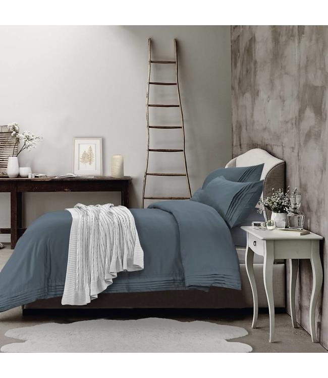 LAUREN TAYLOR HOTEL PLEATED 320TC COTTON/TENCEL DUVET COVER SET