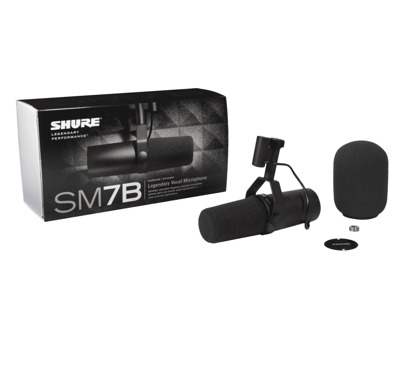 Shure SM7B Cardioid Dynamic Microphone with Windscreen & Yoke Mount