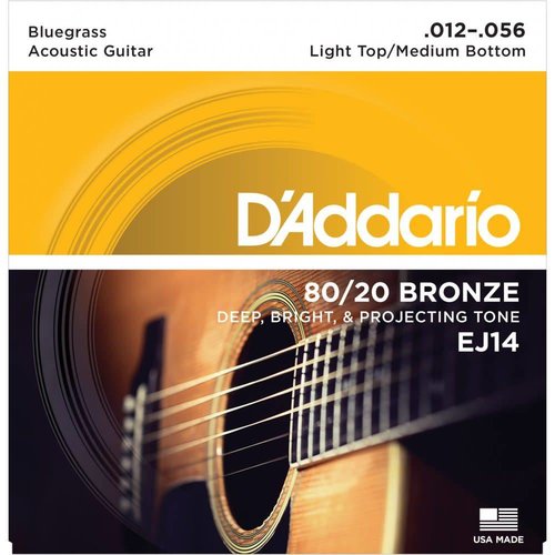 D'Addario EJ14 - 80/20 Bluegrass Acoustic Guitar Strings 0.12-0.56 D'Addario EJ14 - 80/20 Bluegrass Acoustic Guitar Strings 0.12-0.56