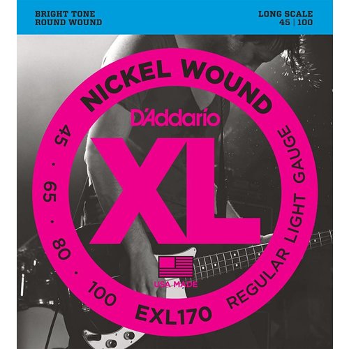 D'Addario EXL170 - Nickel Wound Bass Guitar Strings Light 45-100 Long Scale D'Addario EXL170 - Nickel Wound Bass Guitar Strings Light 45-100 Long Scale