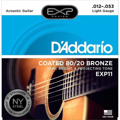 D'Addario EXP11 - 80/20 Bronze Round Wound Acoustic Guitar Strings 12-53 D'Addario EXP11 - 80/20 Bronze Round Wound Acoustic Guitar Strings 12-53
