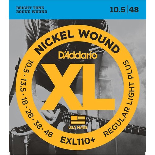 D'Addario EXL110+ Nickel Wound Electric Guitar Strings Regular Light Plus 10.5-48 D'Addario EXL110+ Nickel Wound Electric Guitar Strings Regular Light Plus 10.5-48