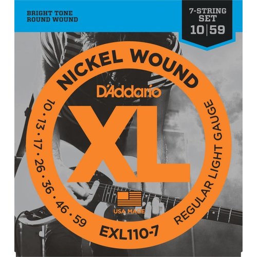 D'Addario EXL110-7 7-String Nickel Wound Electric Guitar Strings Regular Light 10-59 D'Addario EXL110-7 7-String Nickel Wound Electric Guitar Strings Regular Light 10-59
