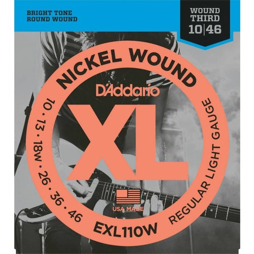 D'Addario EXL110W - Nickel Wound Electric Guitar Strings Regular Light Wound 3rd 10-46 D'Addario EXL110W - Nickel Wound Electric Guitar Strings Regular Light Wound 3rd 10-46