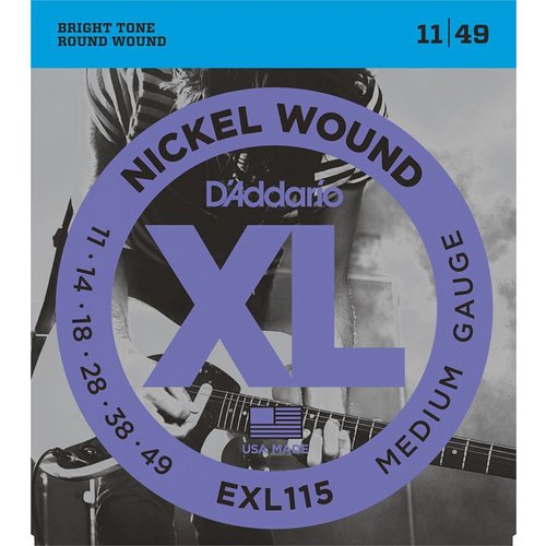 D'Addario EXL115 - Nickel Wound Electric Guitar Strings Med. Blues/Jazz Rock 11-49 D'Addario EXL115 - Nickel Wound Electric Guitar Strings Med. Blues/Jazz Rock 11-49