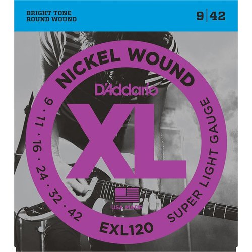 D'Addario EXL120 - Nickel Wound Electric Guitar Strings Super Light 9-42 D'Addario EXL120 - Nickel Wound Electric Guitar Strings Super Light 9-42