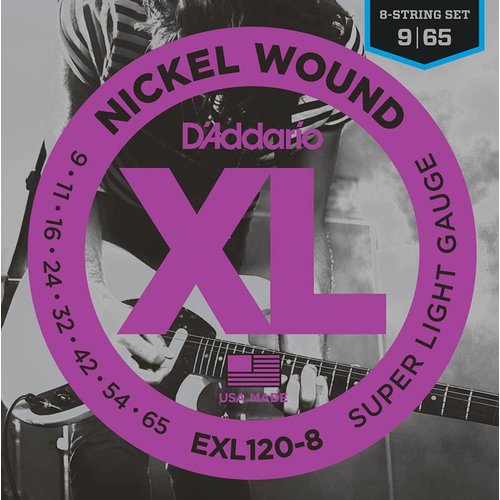 D'Addario EXL120-8 8-String Nickel Wound Electric Guitar Strings Super Light 9-65 D'Addario EXL120-8 8-String Nickel Wound Electric Guitar Strings Super Light 9-65
