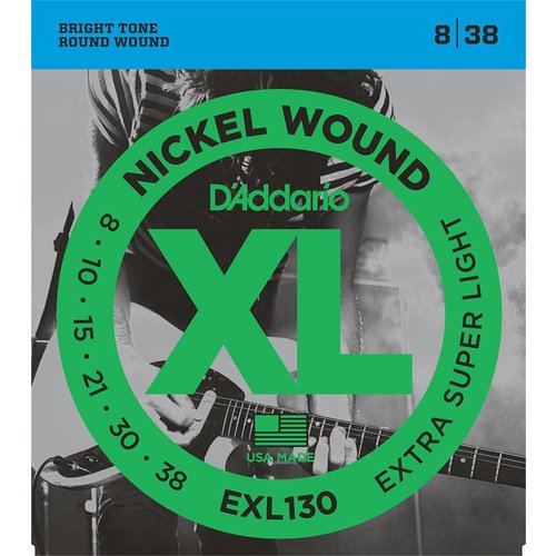D'Addario EXL130 - Nickel Wound Electric Guitar Strings Extra-Super Light 8-38 D'Addario EXL130 - Nickel Wound Electric Guitar Strings Extra-Super Light 8-38