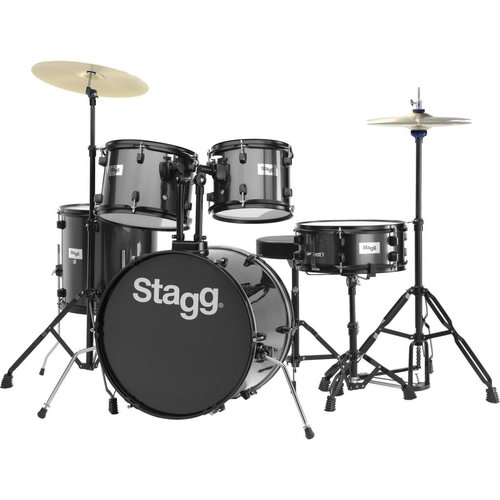 Stagg TIM120B BK 5-piece 6-ply basswood 20" standard drum set with hardware & cymbals Stagg TIM120B BK 5-piece 6-ply basswood 20" standard drum set with hardware & cymbals