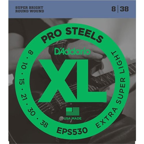D'Addario EPS530 XL ProSteels Round Wound, Extra-Super Light, 8-38 D'Addario EPS530 XL ProSteels Round Wound, Extra-Super Light, 8-38