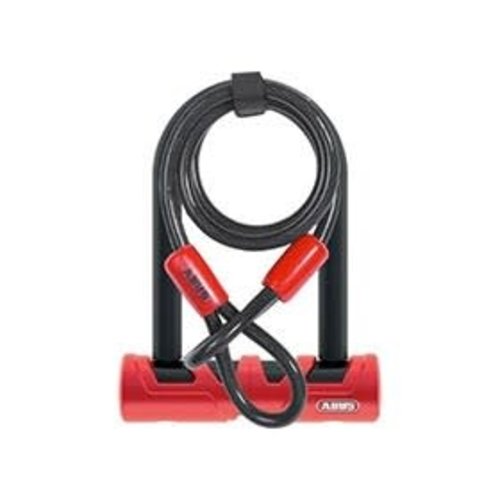 Abus Cadenas en U à clé Abus Ultimate 420 Mini + Câble, 140mmx80mm, 5-33/64'' x 3-5/32'', Épaisseur en mm: 17mm, Rouge