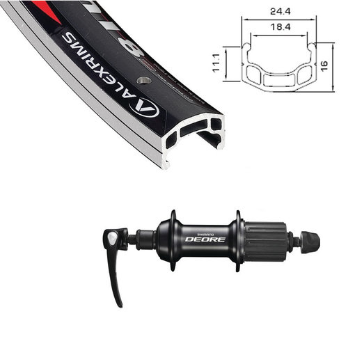 Alexrims Roue arrière Alexrims 700C DM-18 + Moyeu Noir Alexrims Roue arrière Alexrims 700C DM-18 + Moyeu Noir