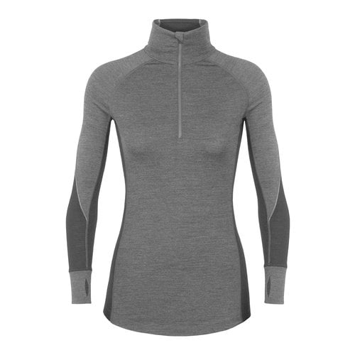 Icebreaker Icebreaker BodyFitZone 260 Woman Long Sleeve Half Zip Thermal Top Jet Grey/Black