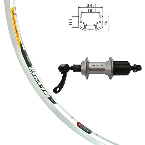 Alexrims Roue arrière Alex Rims 700c DM-18 36T Alivio Cass. QR 8vit Argent