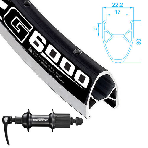 Alexrims Roue arrière Alex Rims G-6000, 700c 36T Deore Cass. 8/9vit QR Noir Alexrims Roue arrière Alex Rims G-6000, 700c 36T Deore Cass. 8/9vit QR Noir
