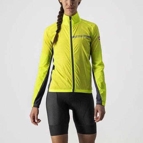 Castelli Coupe-vent manche longue Castelli Squadra Stretch Femme (Jaune fluo/Gris foncé)