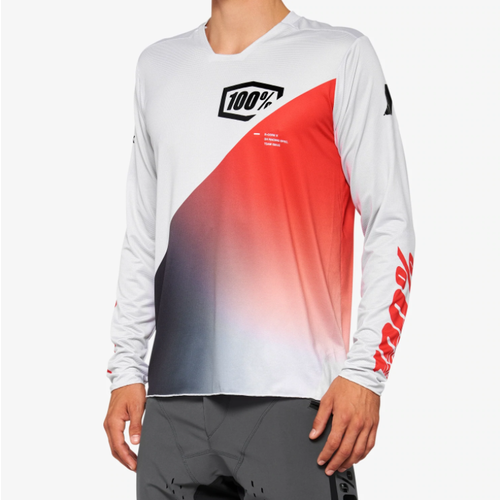 100% 100% R-Core X Long Sleeve Jersey Light Grey/Red 100% 100% R-Core X Long Sleeve Jersey Light Grey/Red