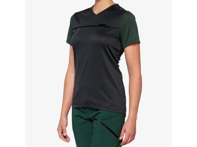 100% 100% Ridecamp Short Sleeve Woman Jersey (Charcoal/Forest Green)
