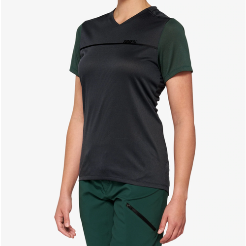 100% 100% Ridecamp Short Sleeve Woman Jersey (Charcoal/Forest Green)