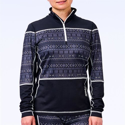 Swix Chandail Swix Tista 1/2 Zip Femme Noir/Imprimé Swix Chandail Swix Tista 1/2 Zip Femme Noir/Imprimé