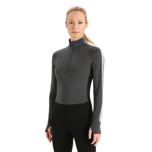 Icebreaker Sous-vêtement manches longues 1/2 Zip Icebreaker 260 ZoneKnit™ Merino Femme Noir/Gris