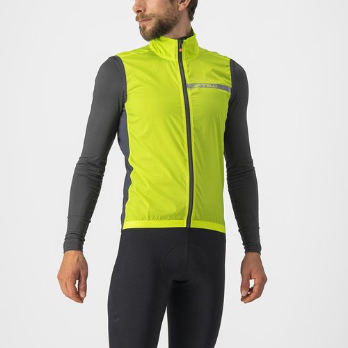 Castelli Coupe-vent sans manches Castelli Squadra Stretch Lime/Gris foncé