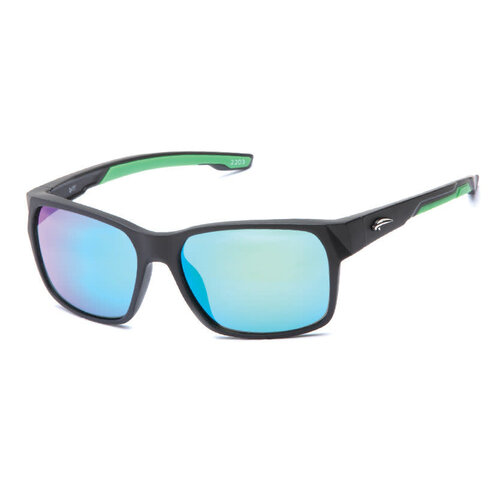 Atmosphere Atmosphere Men's Biff Matte Black Sunglasses (Green Revo Lens)