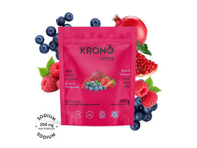 Kronobar Boisson d'électrolytes Krono Lytes Baies et Grenade 450g