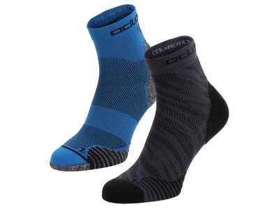 Odlo Odlo Ceramicool Running Quarter Socks 2 Pairs (Blue & Graphite)