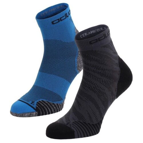 Odlo Odlo Ceramicool Running Quarter Socks 2 Pairs (Blue & Graphite)