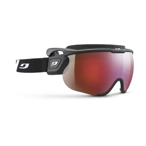 Lunette Julbo Sniper EVO L Noir Mat - Strap Noir/Blanc - Lentille Photochromique Reactiv HC cat:0 à 4 Lunette Julbo Sniper EVO L Noir Mat - Strap Noir/Blanc - Lentille Photochromique Reactiv HC cat:0 à 4