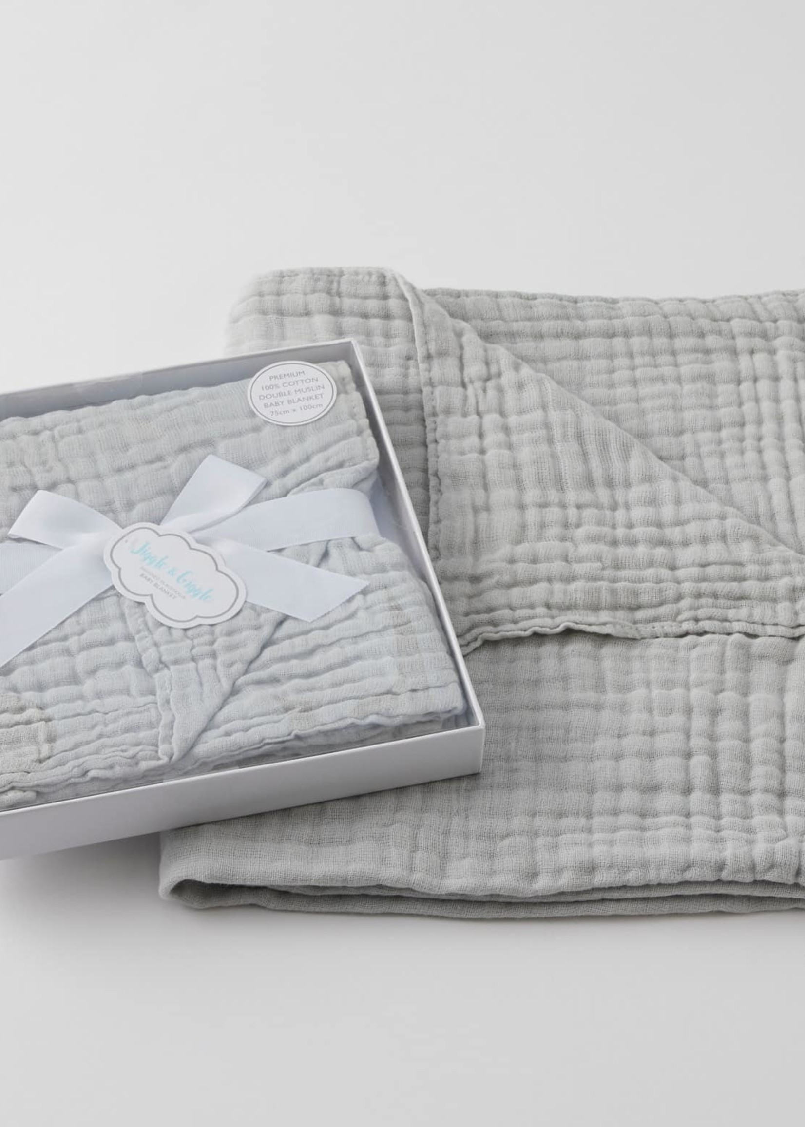 Pilbeam Living Muslin Cotton Blanket Grey Boxed