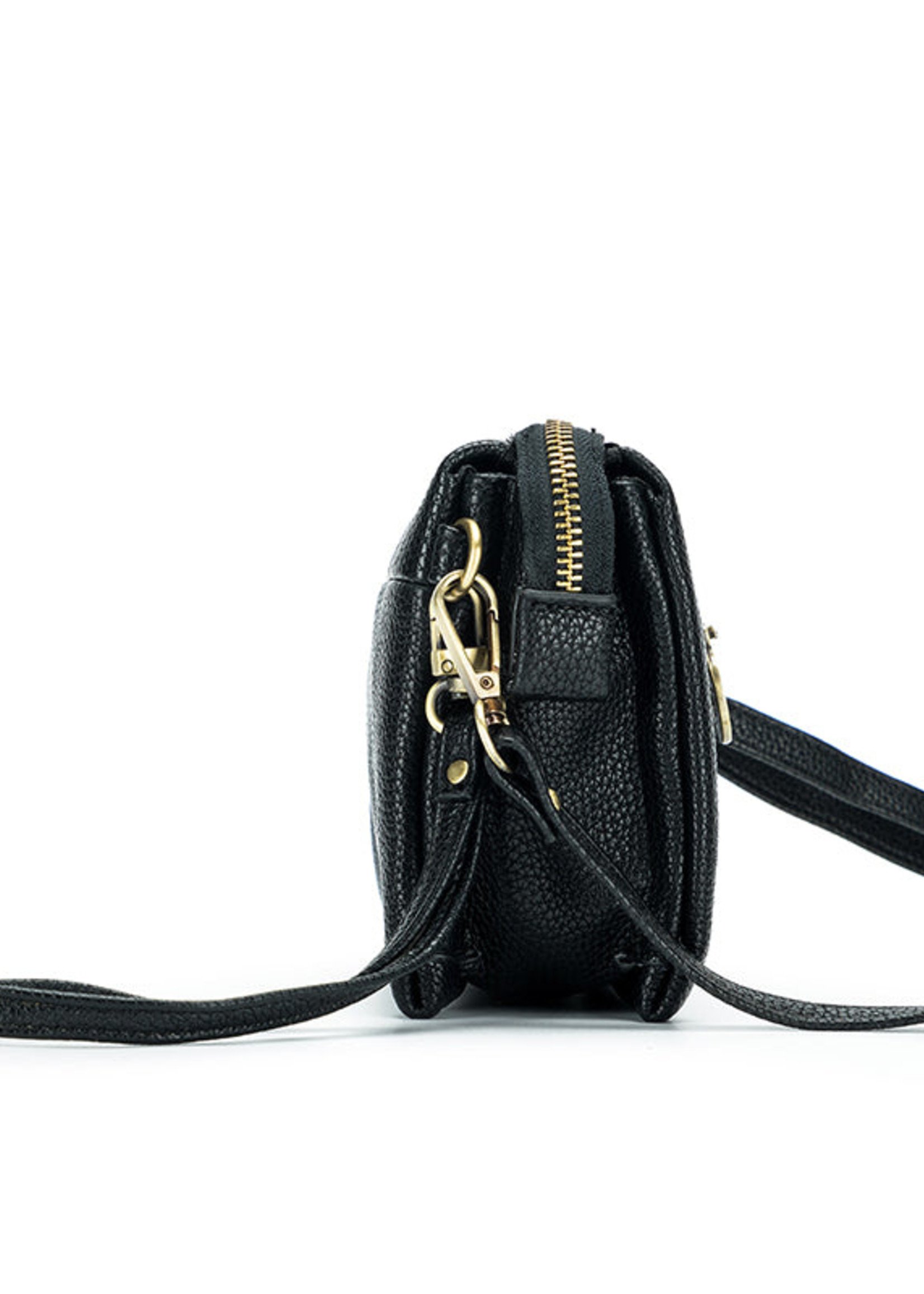 Black Caviar Stella Crossbody/Clutch Bag in Vegan Leather