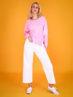 Celeste Stripe Band 3S Sweater Pink