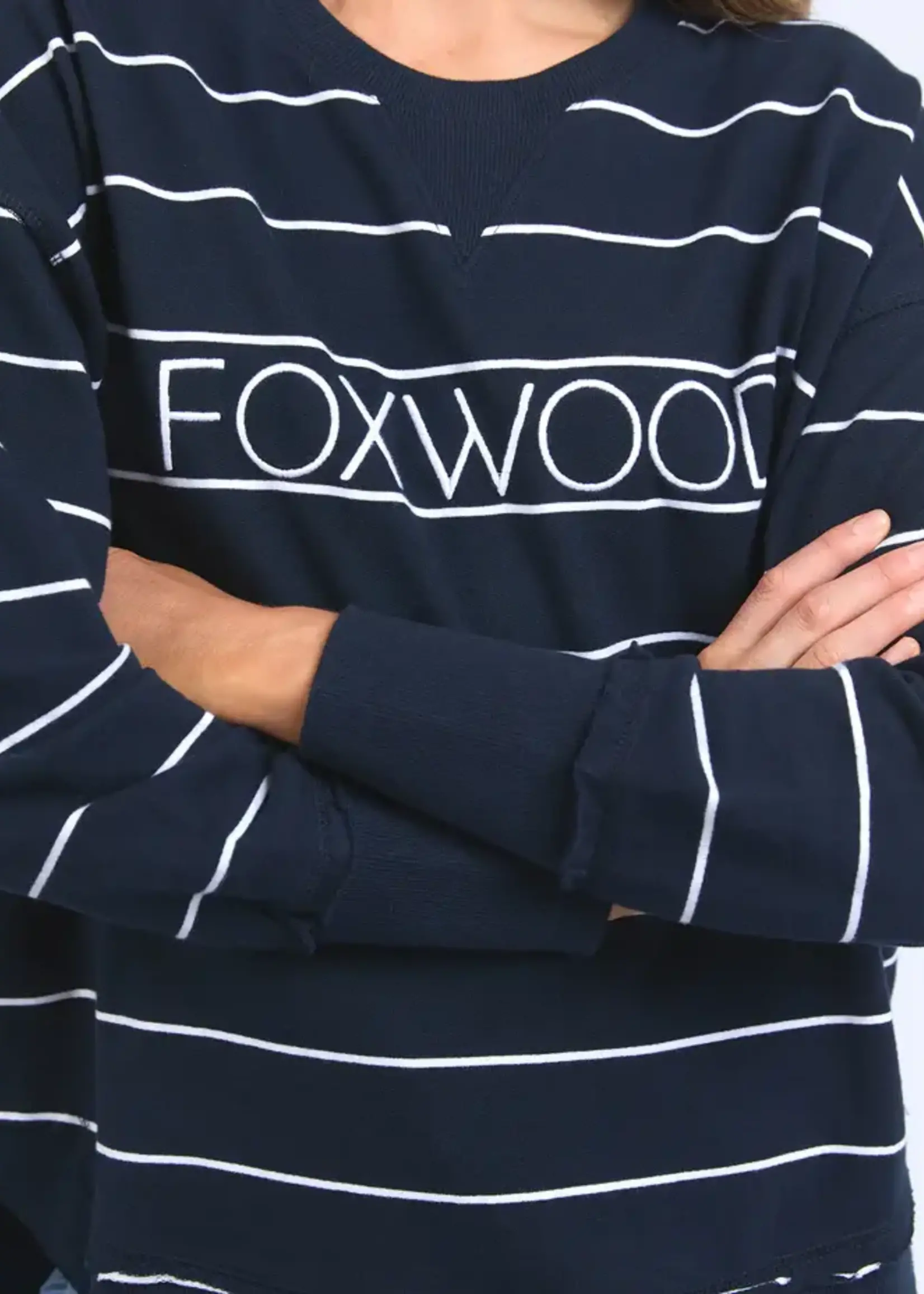 Foxwood Simplified Stripe Crew Navy