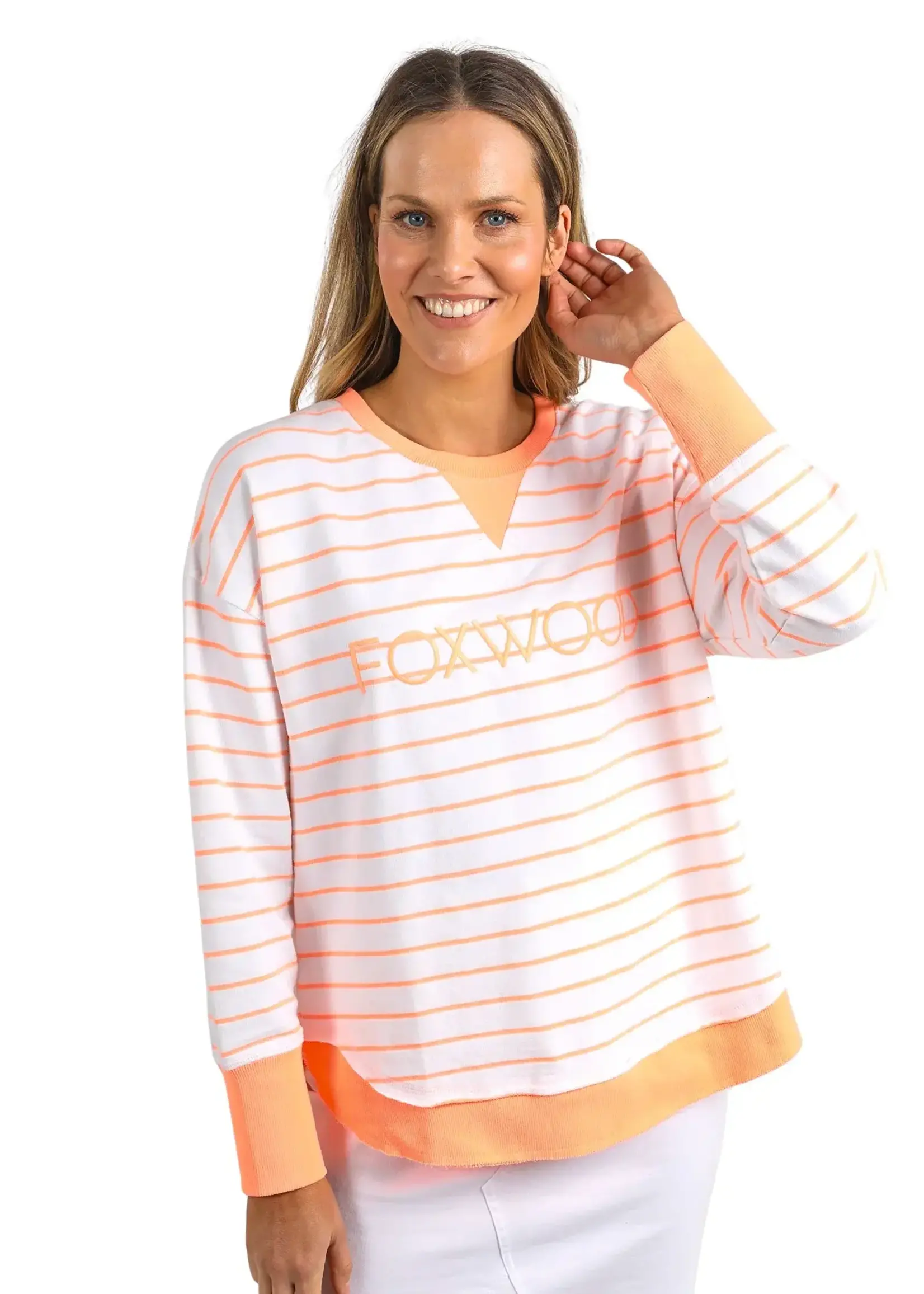 Foxwood Simplified Stripe Crew Neon Peach