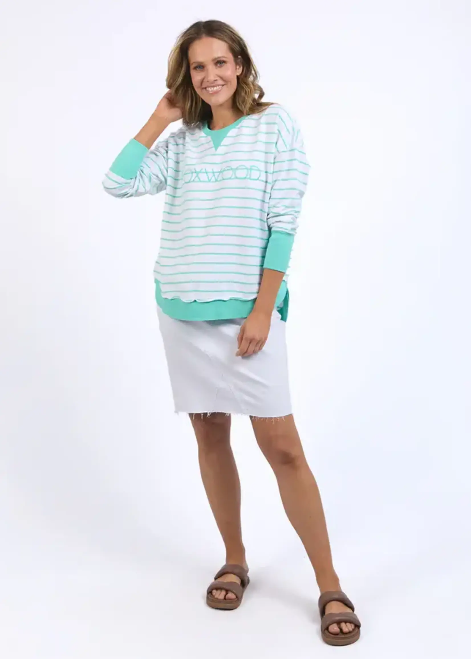 Foxwood Simplified Stripe Crew Neon Mint