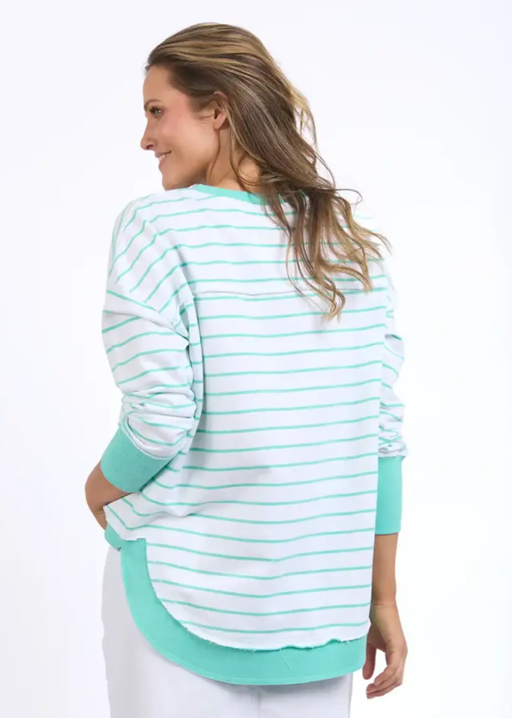 Foxwood Simplified Stripe Crew Neon Mint