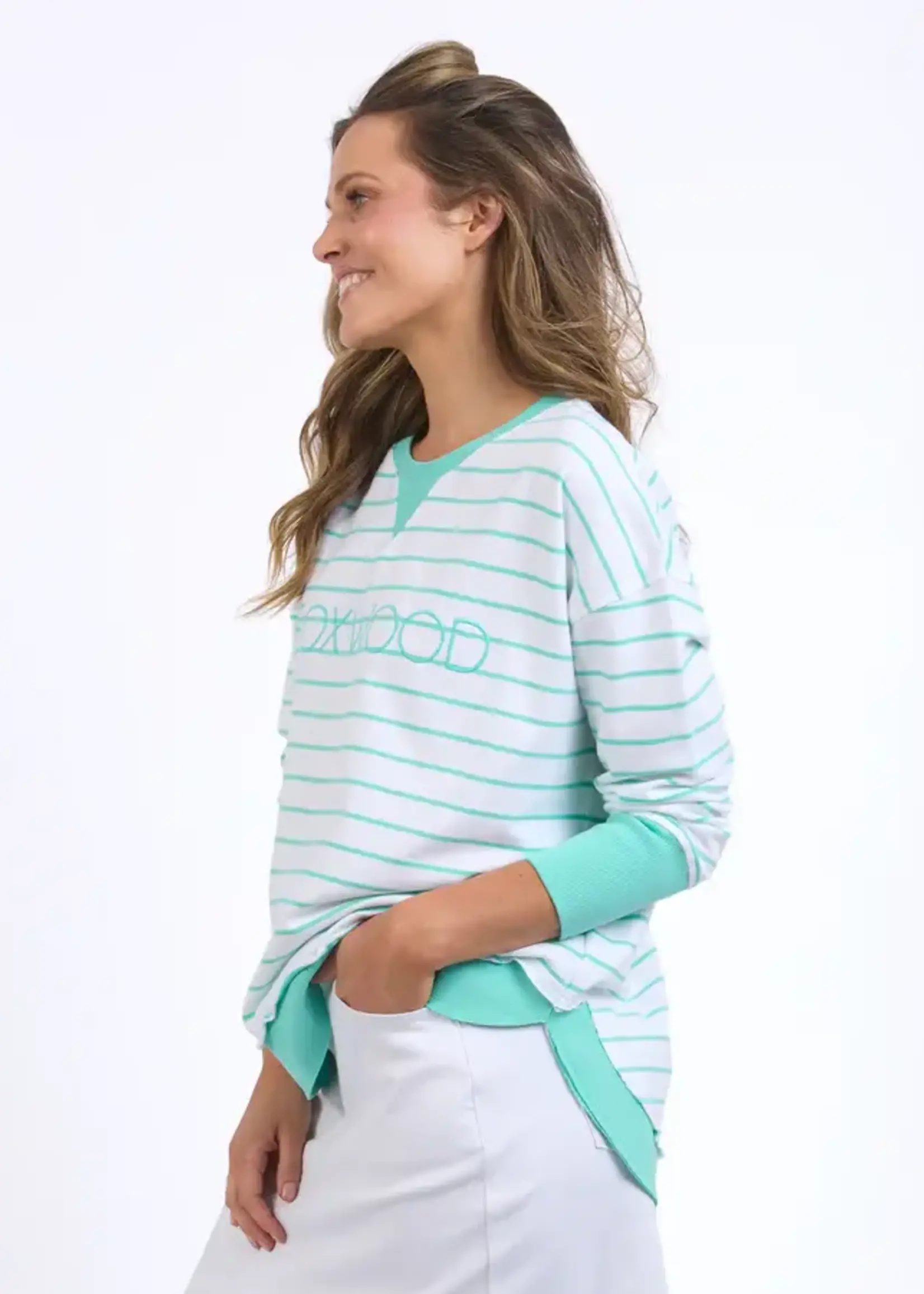 Foxwood Simplified Stripe Crew Neon Mint