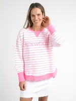 Foxwood Simplified Stripe Crew Neon Rose
