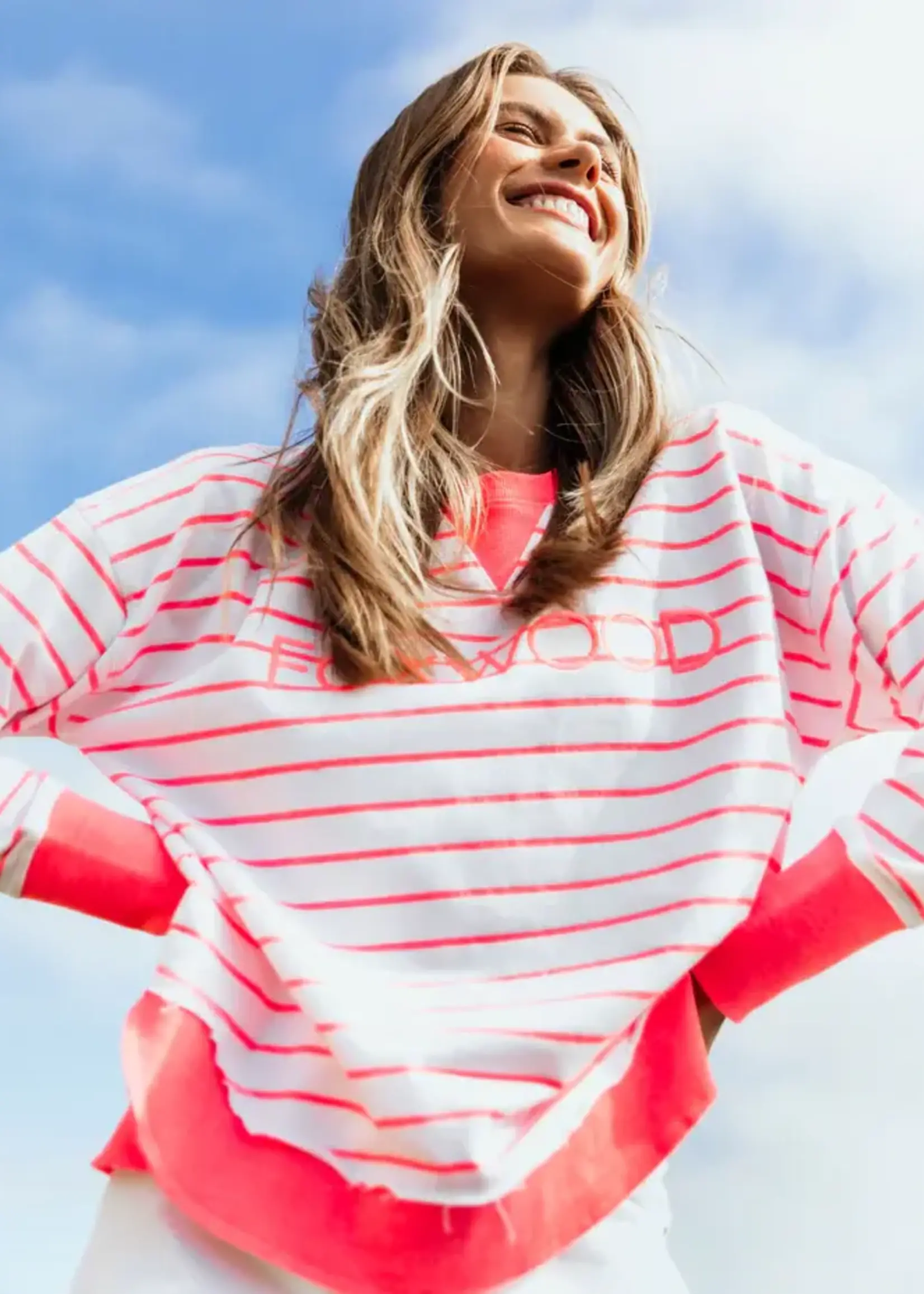 Foxwood Simplified Stripe Crew Neon Pink