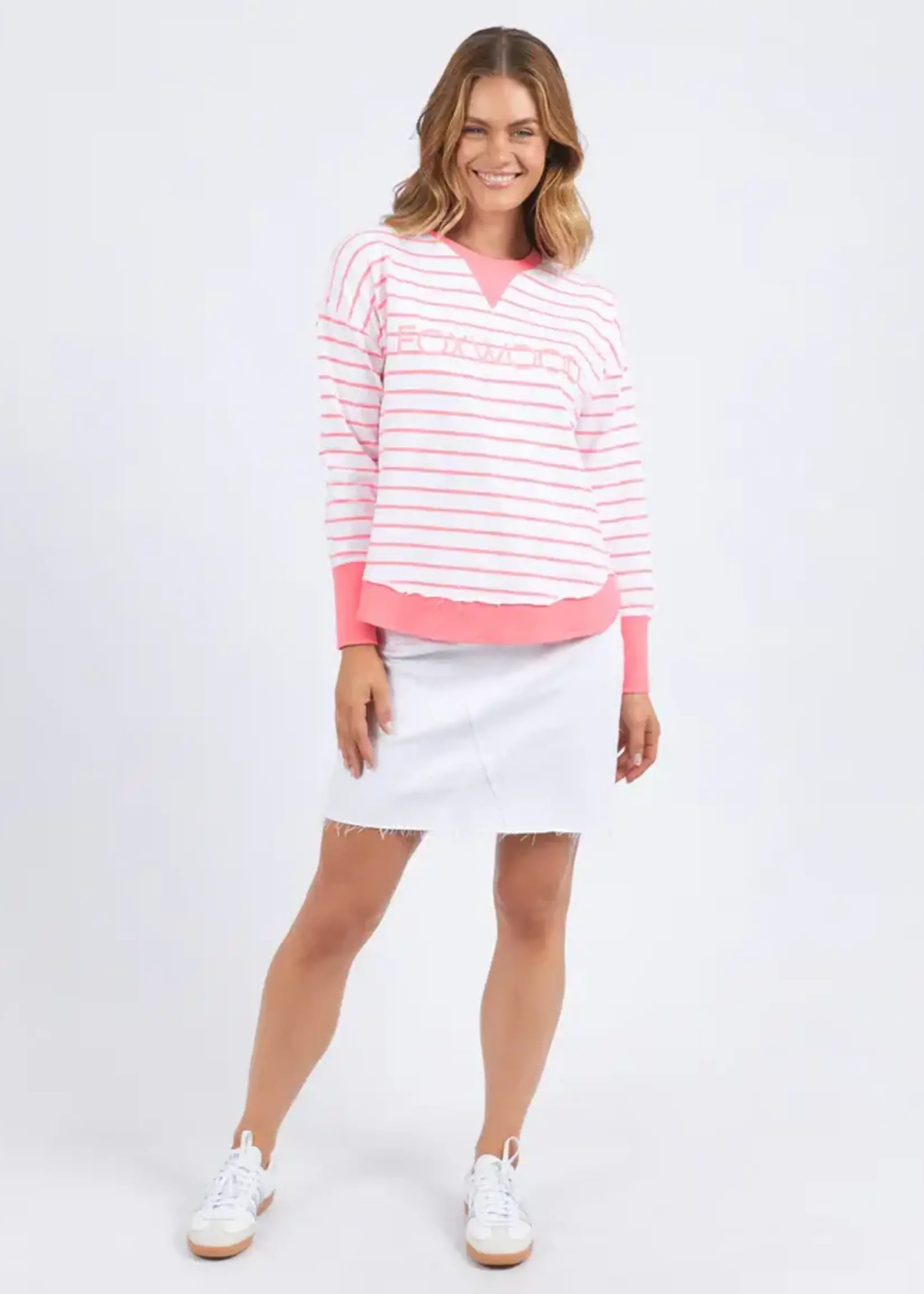Foxwood Simplified Stripe Crew Neon Pink