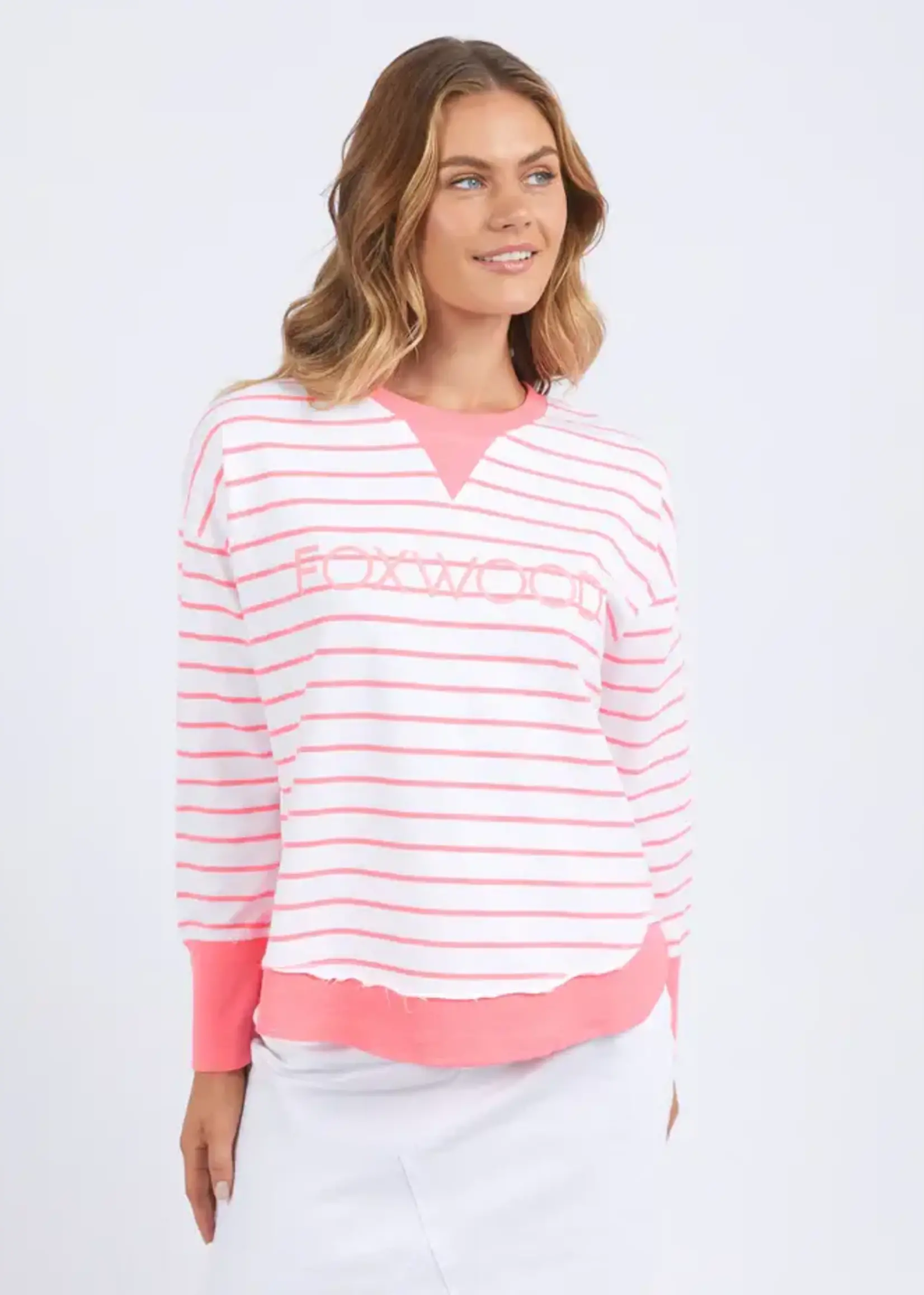 Foxwood Simplified Stripe Crew Neon Pink