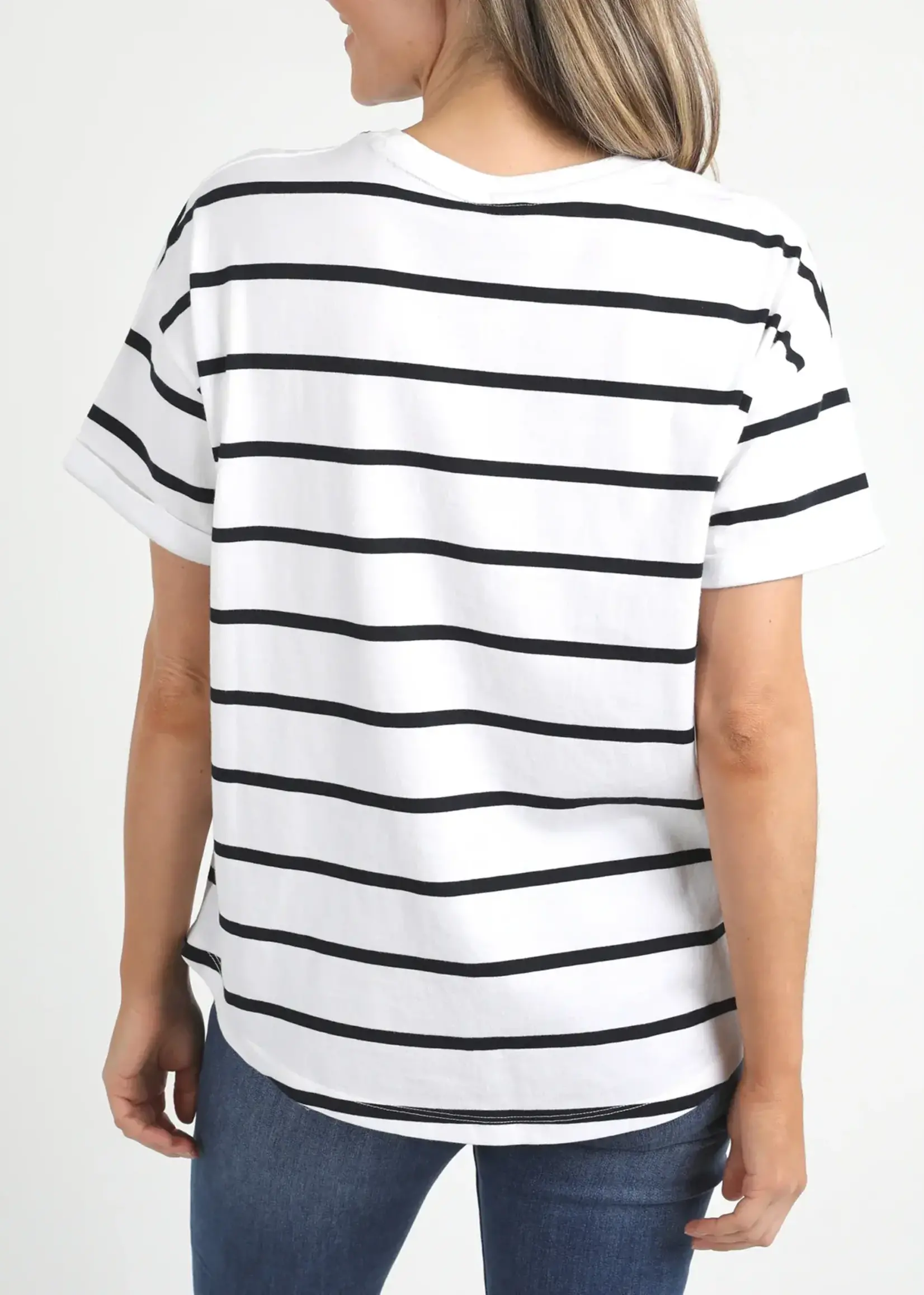 Elm Halli SS Tee White/Navy Stripe