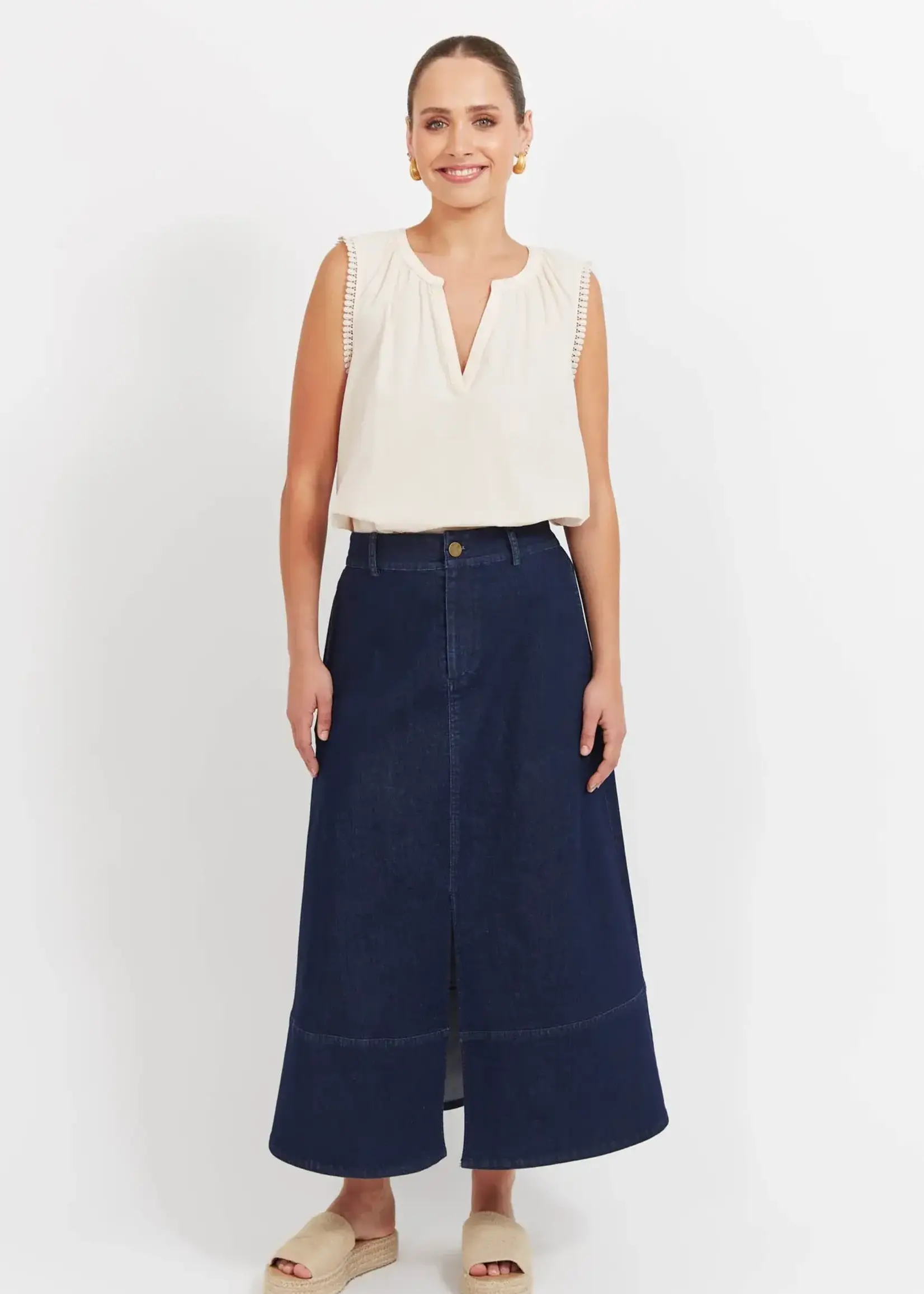 Haven Panama Maxi Skirt - Indigo