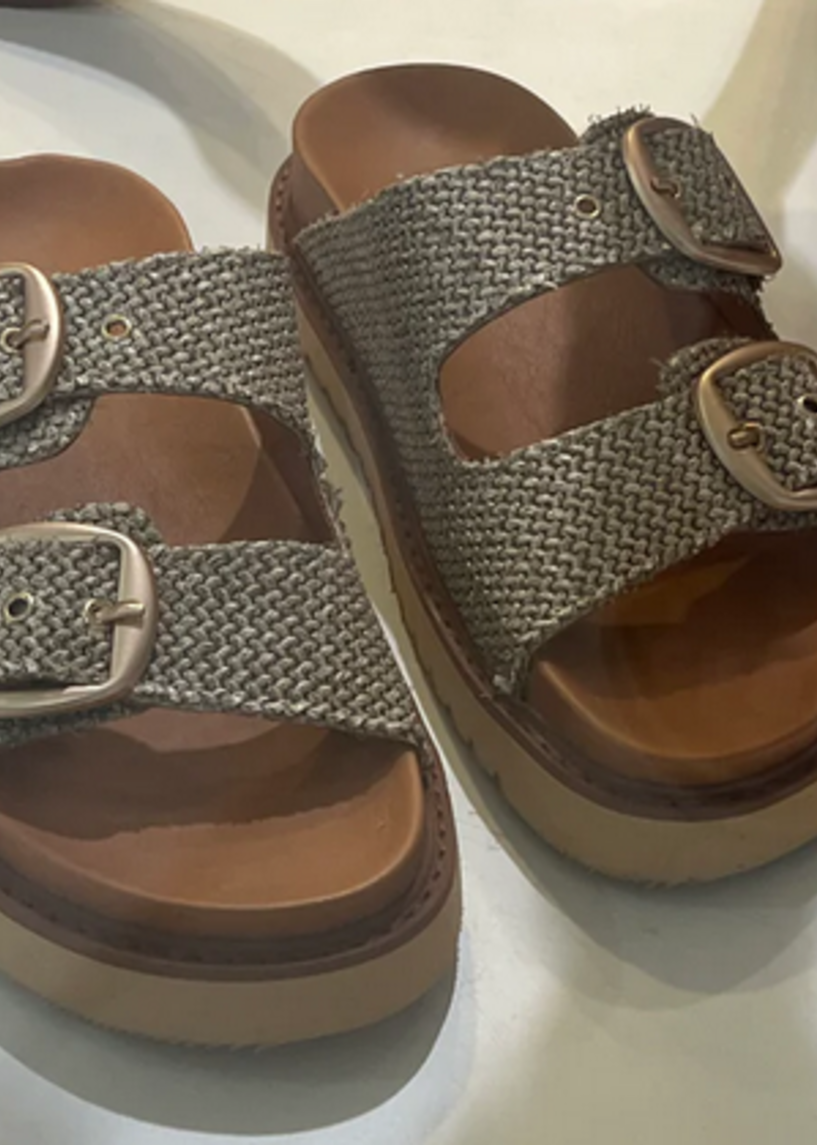 Luna Sole Avery Raffia Beige Slide