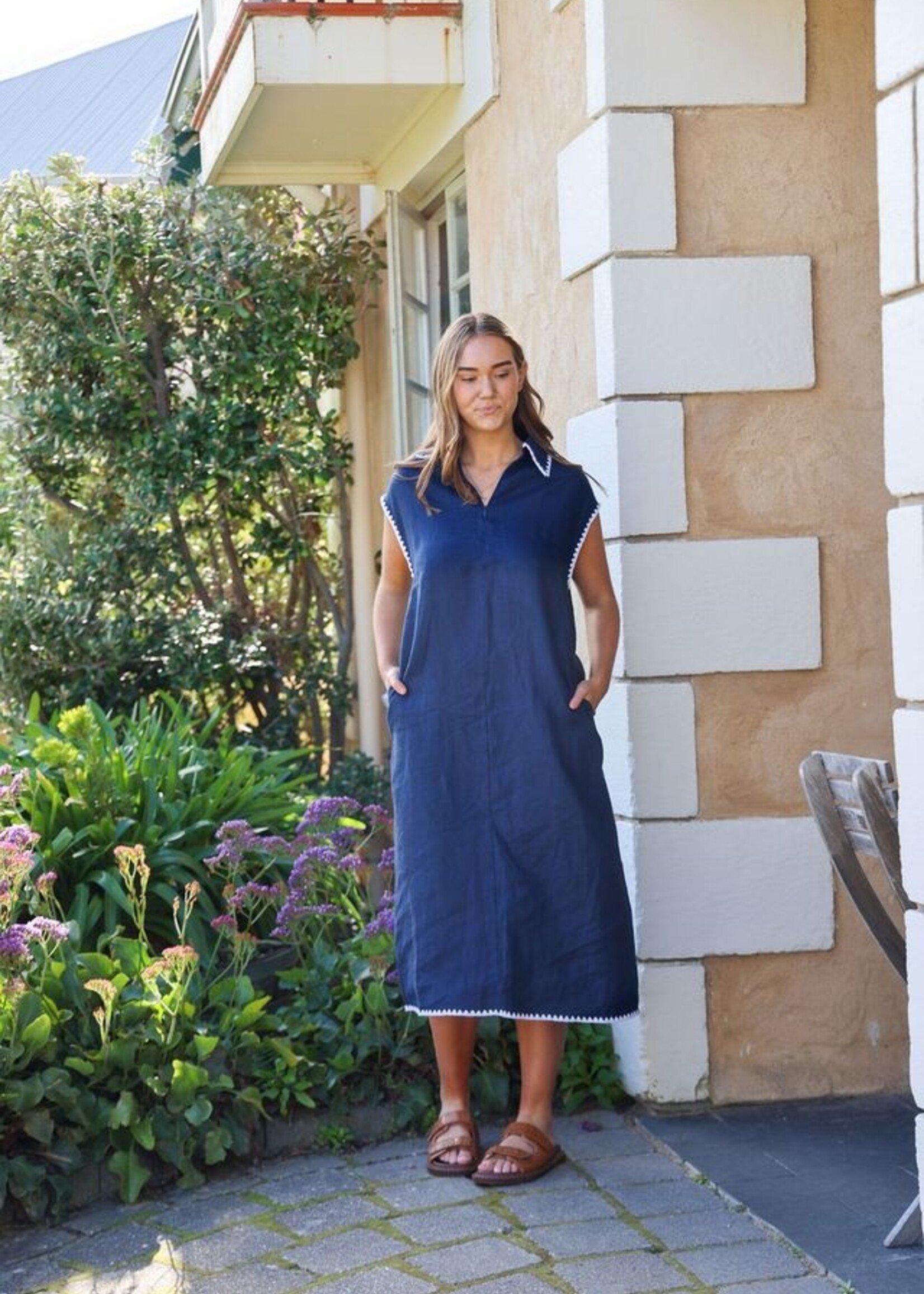 The Eighth Letter Addy Dress Navy/White